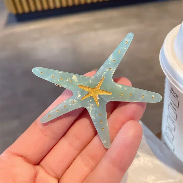 如花梦 可爱万岁 海洋系列小清新百搭海星碎发小夹子 树脂 发夹 女款