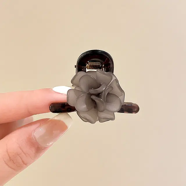 如花梦 高级感山茶花小抓夹半扎发后脑勺头饰短发半扎 亚克力 发夹 女款