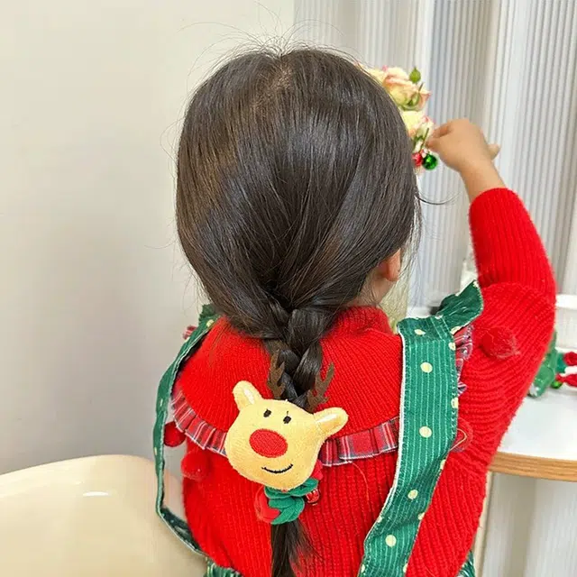 如花梦 卡通发饰扎丸子头 圣诞姜饼人麋鹿圣诞老人 毛绒 发圈 女款