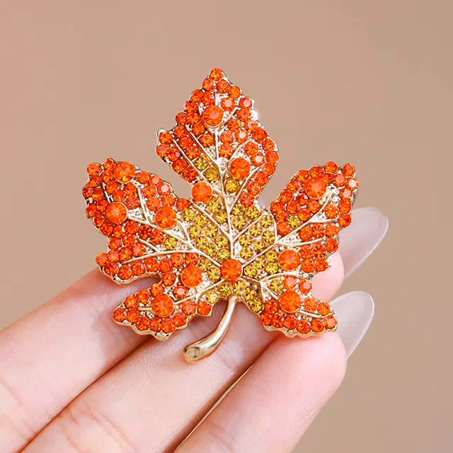 如花梦 红色枫叶胸花高档精致别针气质西服高端设计配饰 合金 胸针 女款