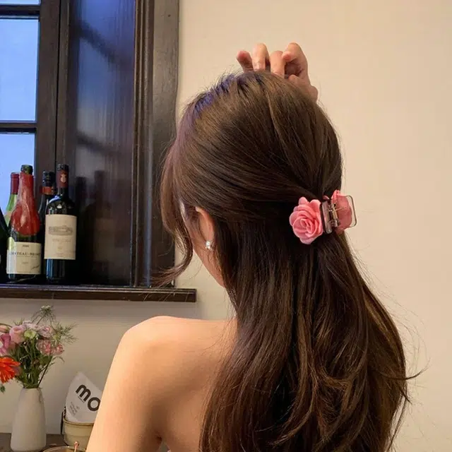 如花梦 后脑勺盘发发饰山茶花抓夹短发半扎小香风花朵 发夹 女款