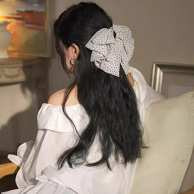 如花梦 氛围波点蝴蝶结 亚克力 发夹 女款