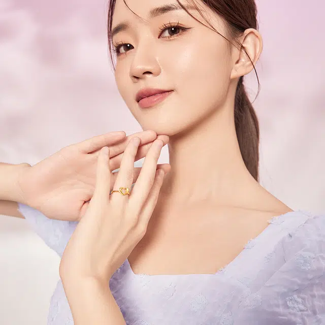 周六福 黄金活口爱心指环手饰 足金 按克计价 戒指 女款