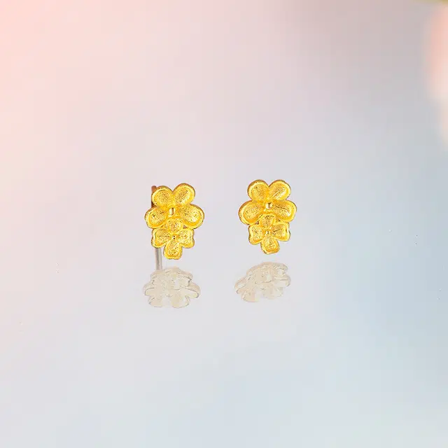 周六福 黄金迎春花耳饰  足金 按克计价 耳钉 女款