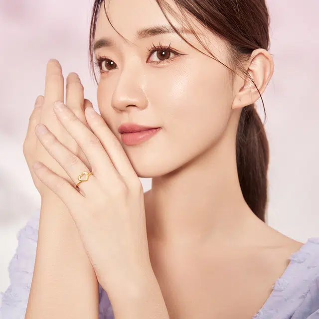 周六福 黄金活口爱心指环手饰 足金 按克计价 戒指 女款