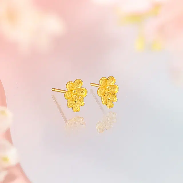 周六福 黄金迎春花耳饰  足金 按克计价 耳钉 女款