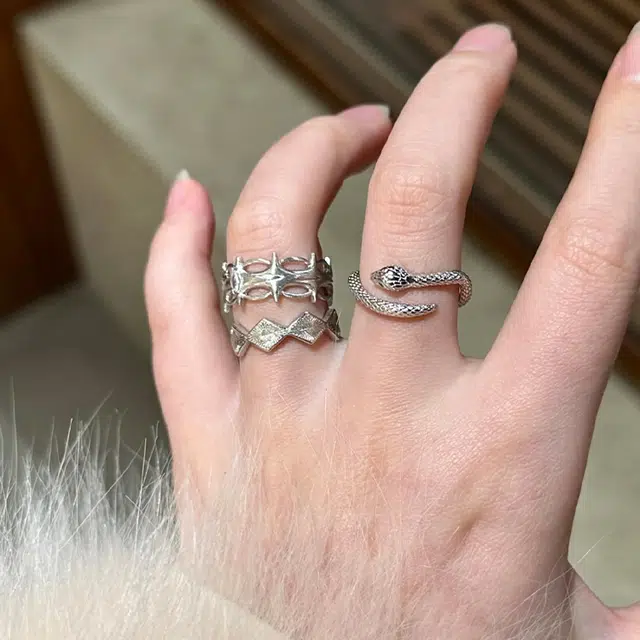 【纯银999|灵蛇】 银彦 小蛇开口素圈指环 十二生肖本命蛇 复古国朝简约小众设计高级感 立体光面可调节#好运 足银 戒指 男女同款情侣款