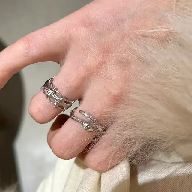 【纯银999|灵蛇】 银彦 小蛇开口素圈指环 十二生肖本命蛇 复古国朝简约小众设计高级感 立体光面可调节#好运 足银 戒指 男女同款情侣款