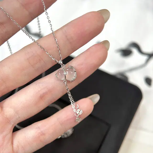 银彦 福禄葫芦流苏锁骨链 福禄相伴 财运不断 钱币转运珠 新中式国风清冷白月光 优雅气质高级感轻奢典雅 恋爱告白礼盒 玉髓 项链 女款