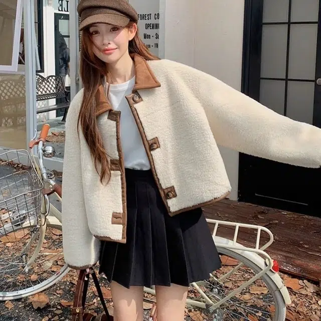 桴生 时尚双面穿麂皮绒羊羔毛上衣多种风格适配多季绒感外套 女款