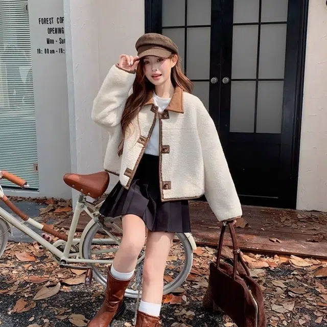 桴生 时尚双面穿麂皮绒羊羔毛上衣多种风格适配多季绒感外套 女款