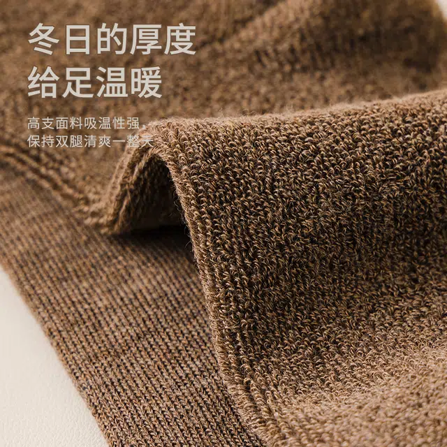俞兆林 百搭防臭舒适加绒加厚毛圈保暖防寒中筒袜 男款 组合装