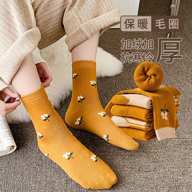 俞兆林 加绒加厚保暖毛圈舒适中筒袜 女款 组合装