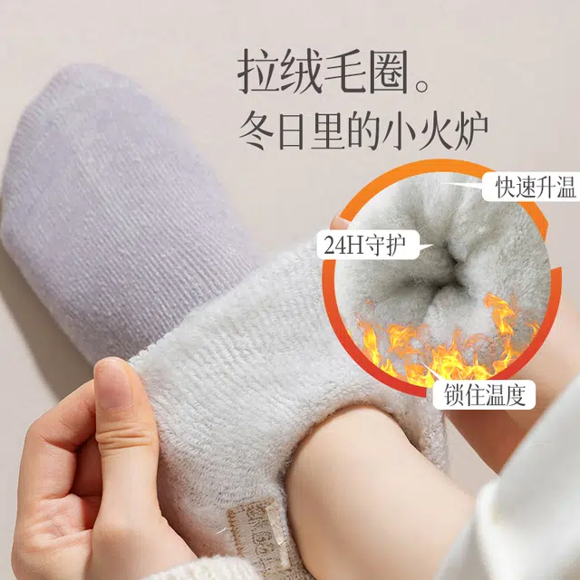 俞兆林 加厚加绒毛圈百搭高颜值保暖防臭防寒中筒袜 女款 组合装