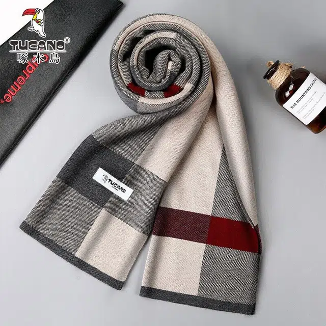 啄木鸟 男士保暖高档羊绒韩版百搭秋冬季 绒线围巾 男款