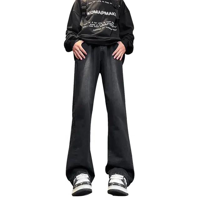 巴塞罗那足球俱乐部 美式复古水洗渐变直筒亲肤透气休闲百搭弹力微喇通勤长裤牛仔裤 男女同款