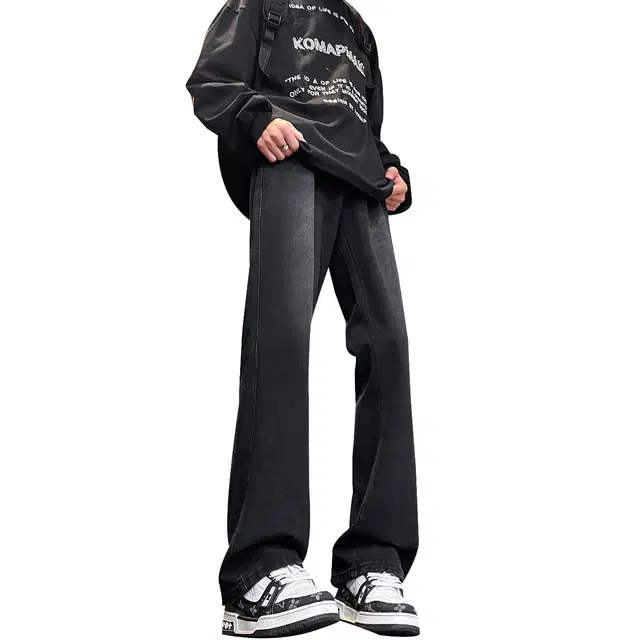 巴塞罗那足球俱乐部 美式复古水洗渐变直筒亲肤透气休闲百搭弹力微喇通勤长裤牛仔裤 男女同款