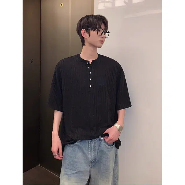 寻星记 老钱风高端冰丝亨利领肌理感夏季潮流短袖上衣衬衫 男女同款