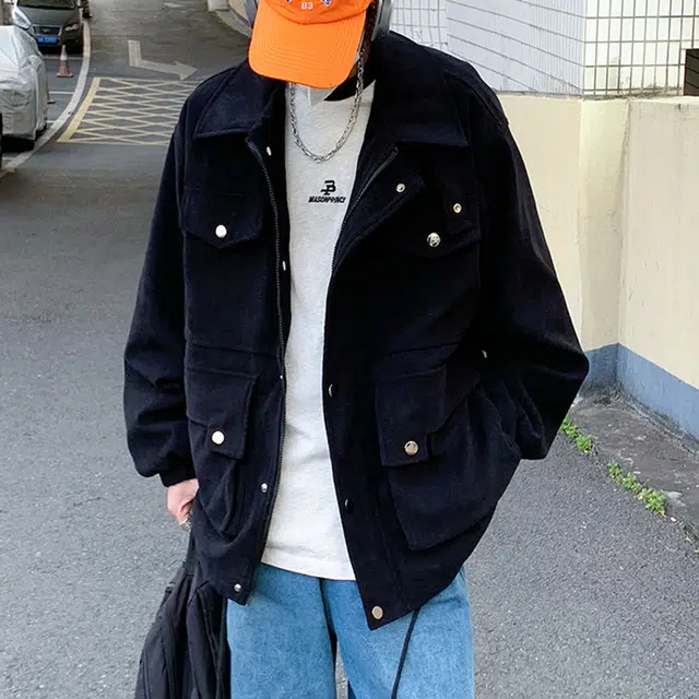 悍戈 美拉德风美式复古灯芯绒外套  情侣款大码宽松百搭夹克 男女同款