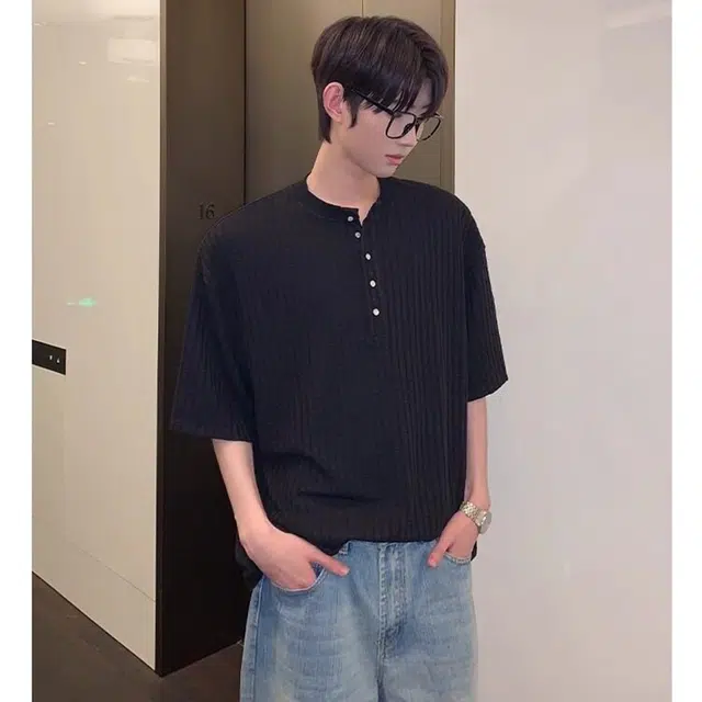 寻星记 老钱风高端冰丝亨利领肌理感夏季潮流短袖上衣衬衫 男女同款