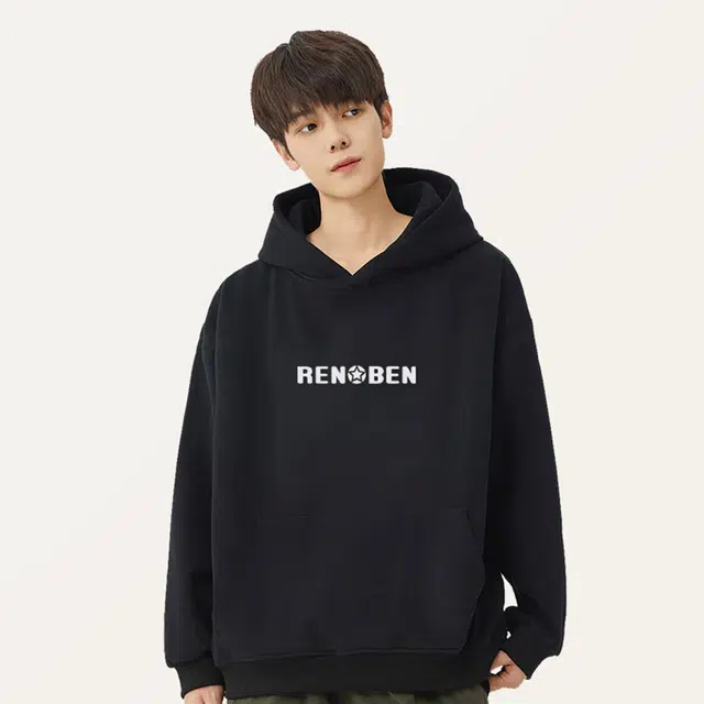 人本 纯色连帽舒适百搭加厚加绒保暖卫衣 男女同款