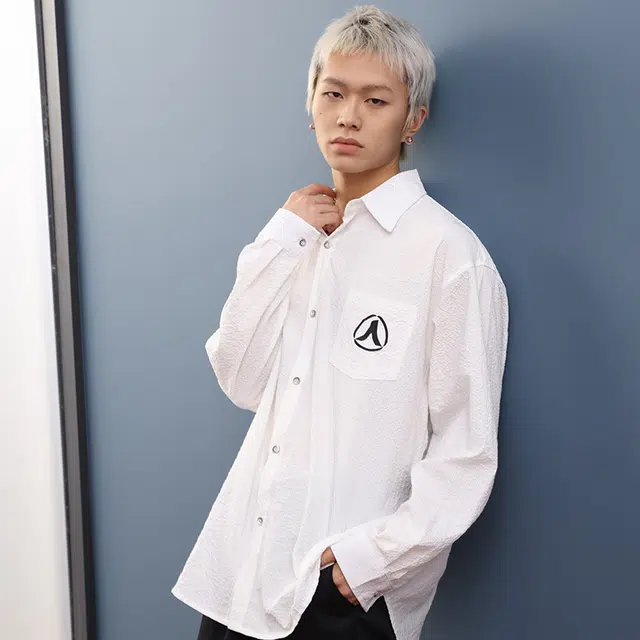 人本 纯色舒适柔软宽松休闲长袖衬衫 男女同款