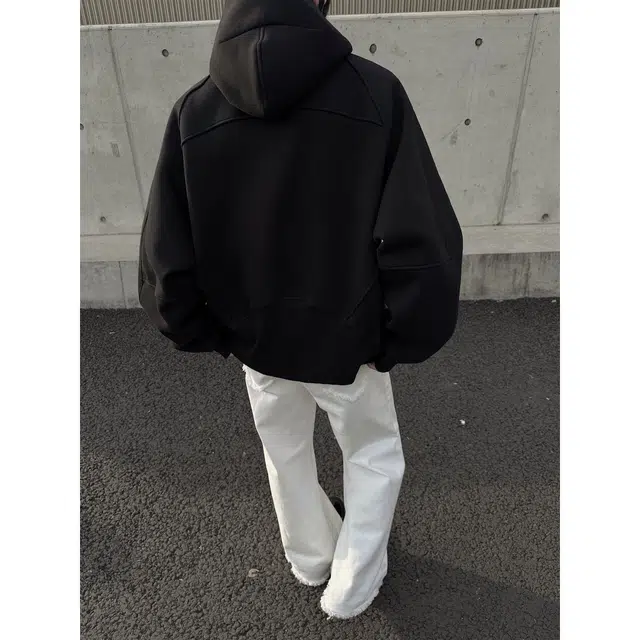 悍戈 美式复古高街风宽松半拉链设计休闲百搭学院风简约氛围感连帽拼接纯色潮流长袖时尚卫衣 男女同款
