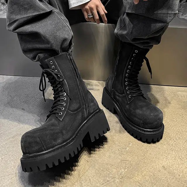 Dounkol PU Denim Work Boots 10CM Black