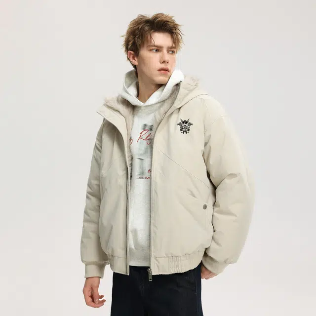 大卫贝肯 美式高街痞帅防貂毛连帽保暖防寒宽松舒适潮流棉服 男女同款