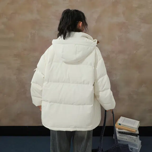 大卫贝肯 美式高街学院风宽松休闲连帽保暖设计感面包羽绒服 男女同款