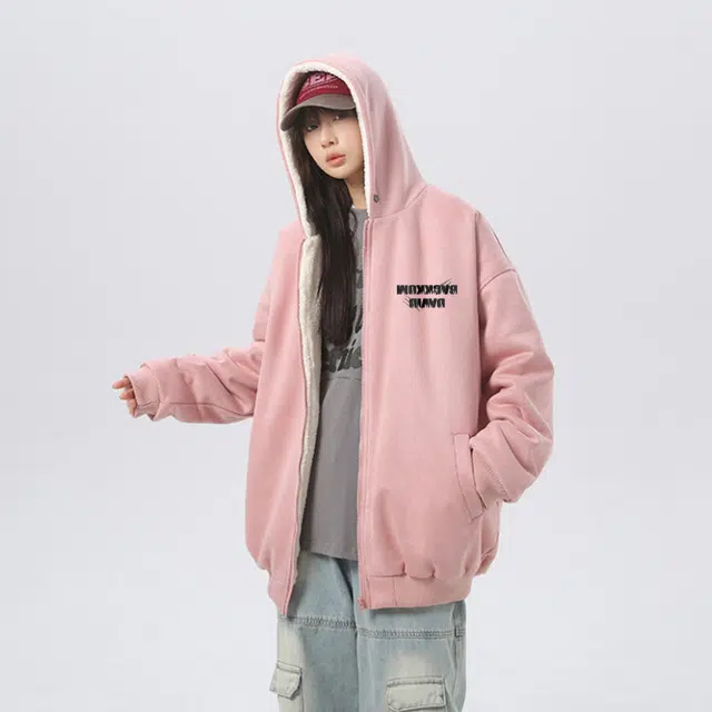 大卫贝肯 美式复古做旧品牌字母印花街头棉服 男女同款