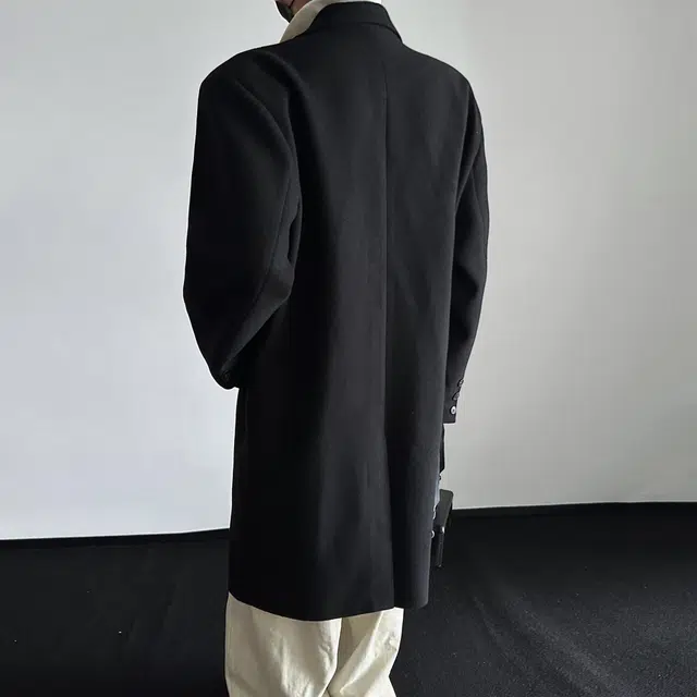 大卫贝肯 韩系纯色基础长款过膝美拉德宽松舒适分割设计弧形结构保暖外套英伦百搭落肩翻领毛呢大衣 男女同款