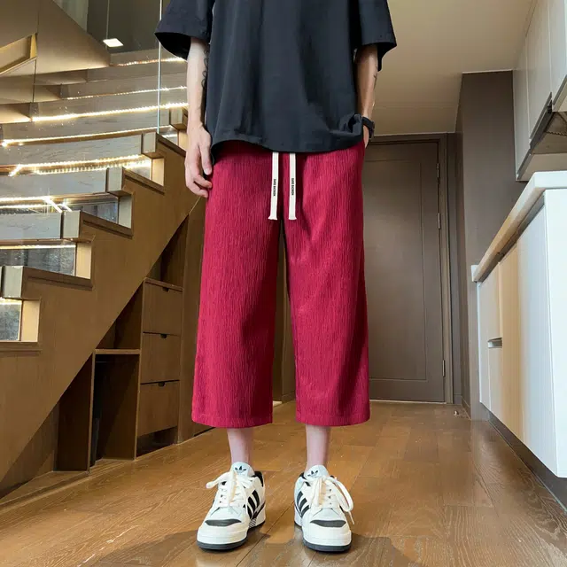 大卫贝肯 国潮宽松七分裤抽绳抗皱垂感休闲短裤 男女同款
