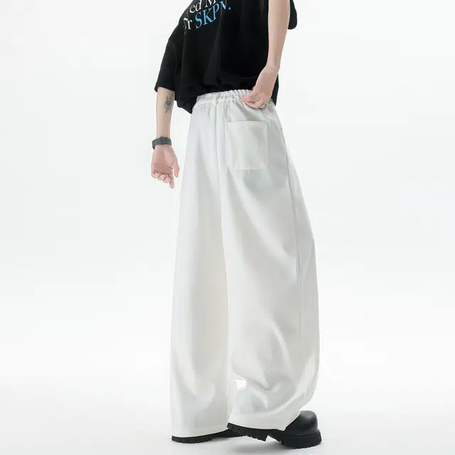 大卫贝肯 美式复古高街韩系痞帅基础款小众高级感设计时尚潮流个性日常宽松直筒垂感百搭凉感弯刀西装裤 男女同款