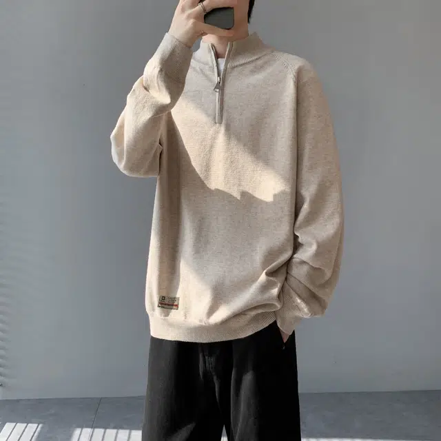 大卫贝肯 美式潮流秋冬季高级感休闲纯色长袖保暖简约亲肤基础款重磅半拉链设计卫衣 男女同款