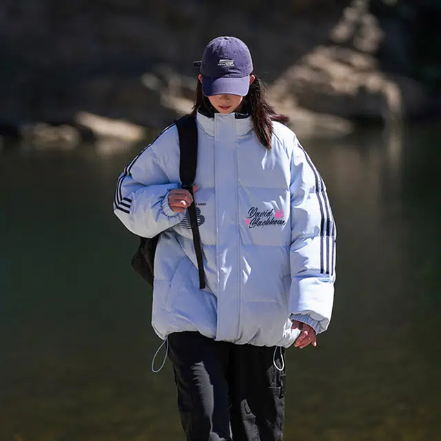 大卫贝肯 美式学院风宽松休闲加厚立领保暖面包棉服 男女同款