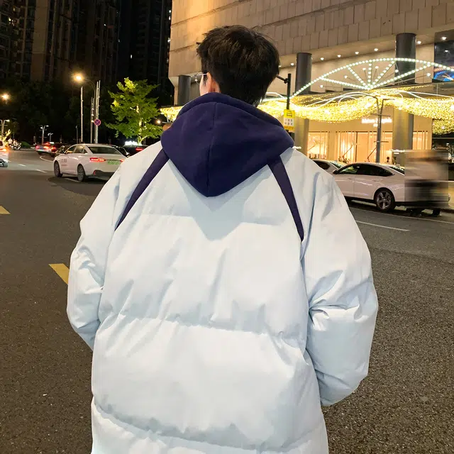 大卫贝肯 美式复古高街保暖宽松休闲连帽加厚棉服 男女同款