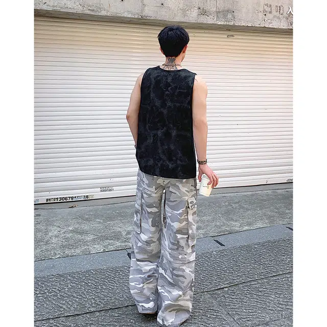 大卫贝肯 美式复古夏季扎染高街潮牌圆领透气休闲日常通勤套头时尚百搭健身跑步无袖背心 男女同款