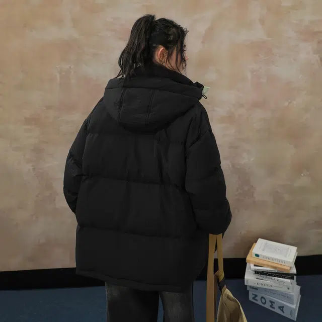 大卫贝肯 美式高街学院风宽松休闲连帽保暖设计感面包羽绒服 男女同款