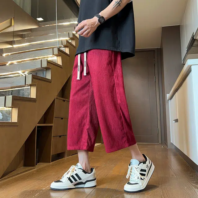 大卫贝肯 国潮宽松七分裤抽绳抗皱垂感休闲短裤 男女同款