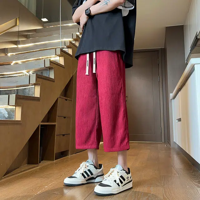 大卫贝肯 国潮宽松七分裤抽绳抗皱垂感休闲短裤 男女同款