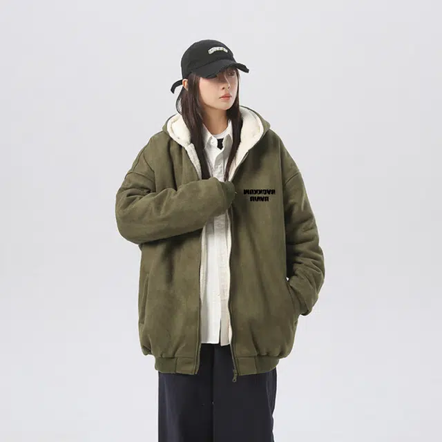 大卫贝肯 美式复古做旧品牌字母印花街头棉服 男女同款