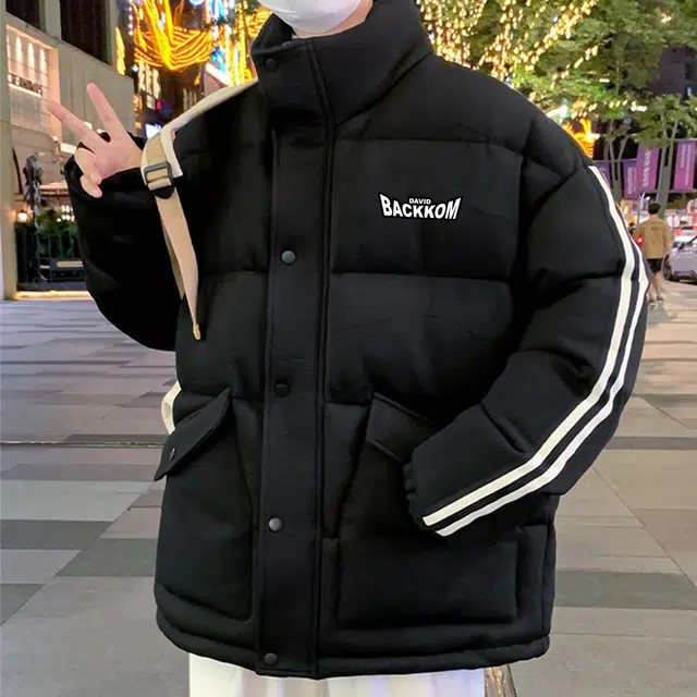 大卫贝肯 美式复古宽松休闲加厚面包羽绒服 男女同款
