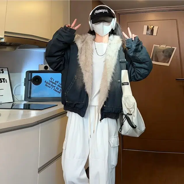 大卫贝肯 短款舒适时尚连帽棉服 男女同款