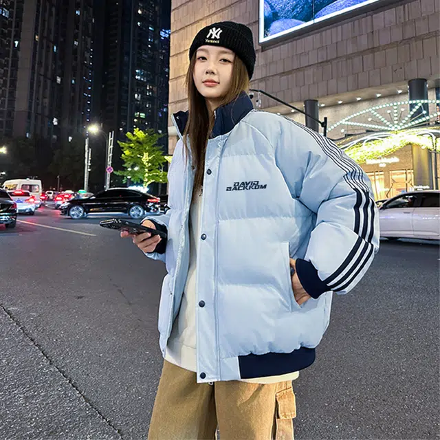 大卫贝肯 美式复古高街学院风宽松休闲加厚棉服 男女同款