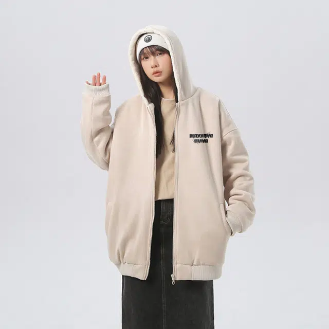 大卫贝肯 美式复古做旧品牌字母印花街头棉服 男女同款