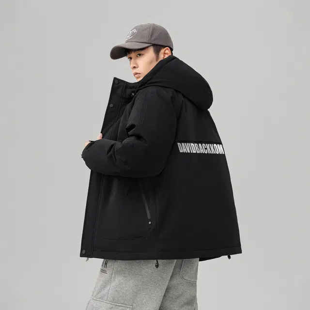大卫贝肯 高蓬简约基础款工装抗寒户外山系城市休闲通勤连帽防风锁温加厚运动保暖羽绒服 男女同款