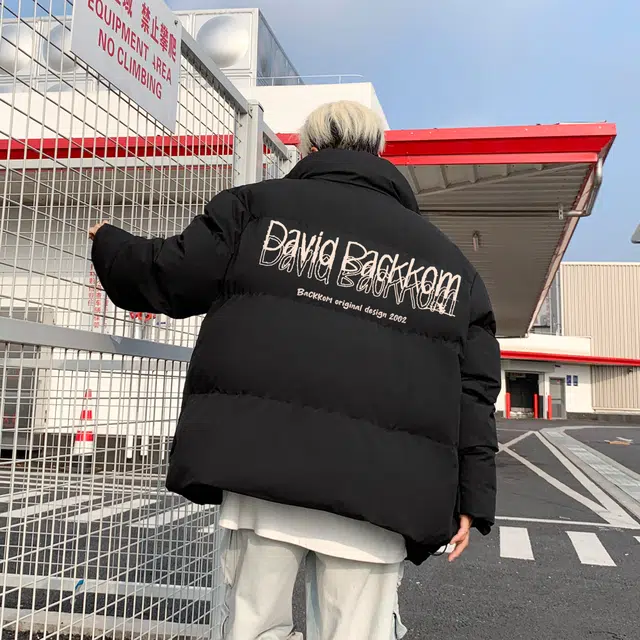 大卫贝肯 美式复古高街宽松休闲加厚保暖连帽可脱卸假两件防寒棉服 男女同款
