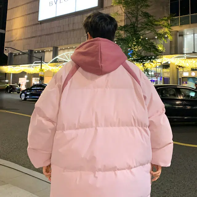 大卫贝肯 美式复古高街保暖宽松休闲连帽加厚棉服 男女同款