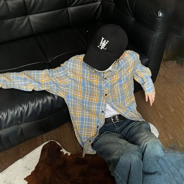 大卫贝肯 美式高街复古学院风基础款格子条纹设计潮牌痞帅高级感外套翻领垂感百搭宽松落肩长袖衬衫 男女同款